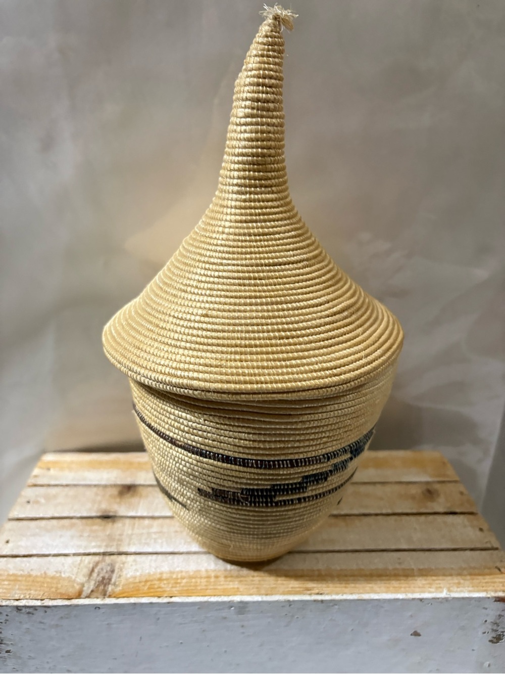 Rwandan Tutsi Style Nesting Baskets Set of 3 Tallest 10” Smallest 6” - Picture 2 of 7